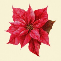 Obraz premium Vibrant poinsettia illustration on beige.