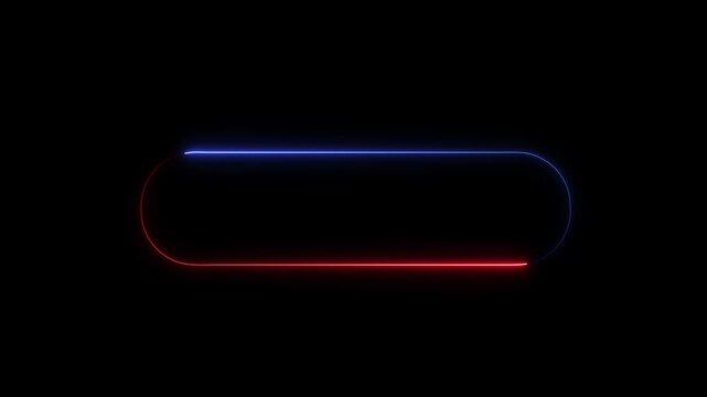 Neon glowing rounded rectangle frame with dynamic red and blue light trails, abstract loading bar overlay for modern digital interface and motion