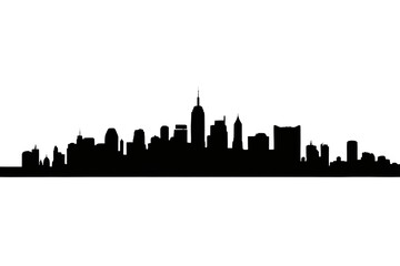 Fototapeta premium Black urban city skyline silhouette in a organic airy studio cutout