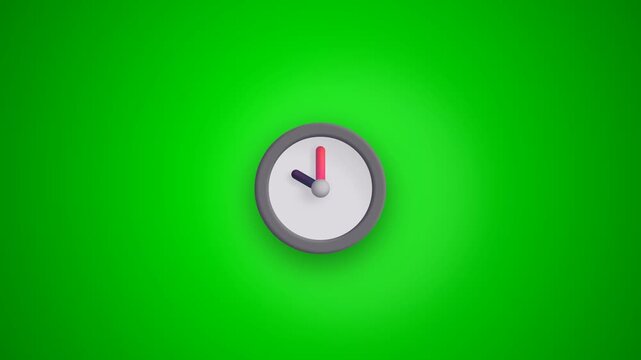 Isolated clock face green screen background time concept