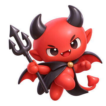 devil demon 3d illustration isolated on white transparent background png