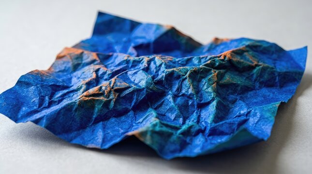 Toma de primer plano de una textura de papel arrugado, mostrando pliegues y arrugas irregulares que capturan la luz y las sombras naturales, blanco, pliegue, grunge
