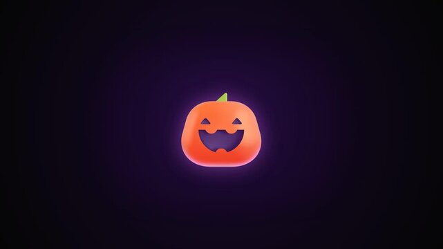 Smiling jack o lantern glowing orange dark background