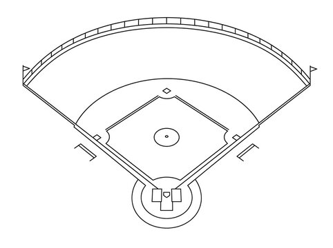 Baseball field diagram outline illustration