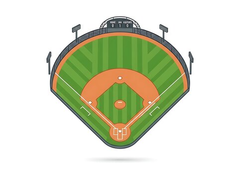Baseball field aerial view green grass diamond