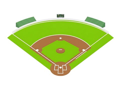 Baseball field aerial view green grass infield diamond diamond shape outfield grass infield dirt base path