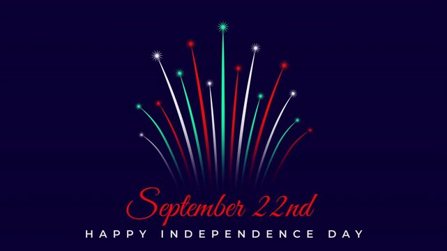public September 22, bulgaria independence day. Bulgarian colorful fireworks flag. Bulgaria national holiday september 22nd independence day. Clean minimalist banner, 2D animation, seamless loop