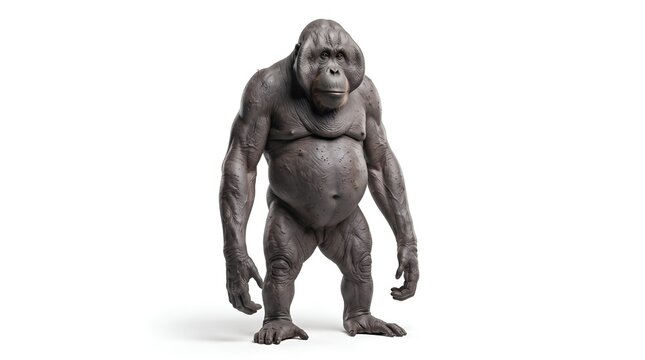 Full Body Standing Australopithecus Primate Hominid Figure.