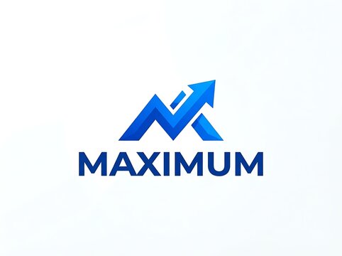 Blue letter m arrow graph growth symbol