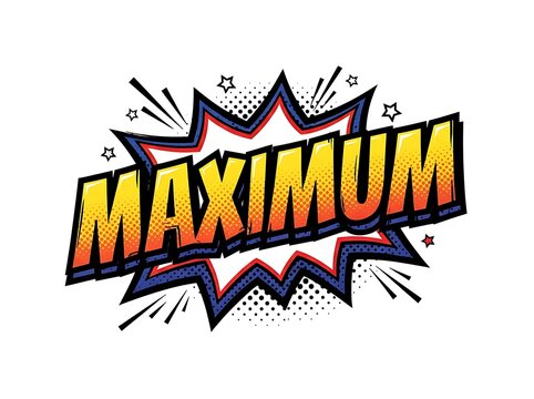Explosion text comic book pop art maximum