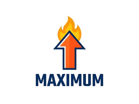 Upward arrow with flame and maximum text