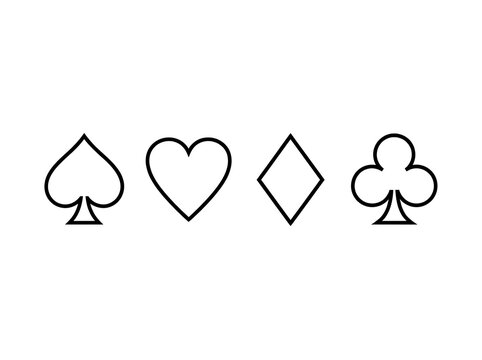 Playing card suits symbols outline