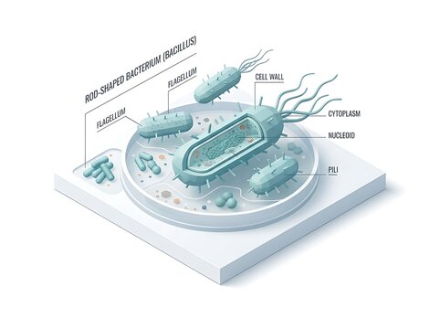 Bacterium structure diagram science illustration