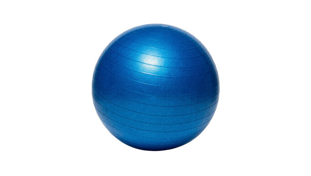 Blue exercise ball with textured surface, isolated on transparent background