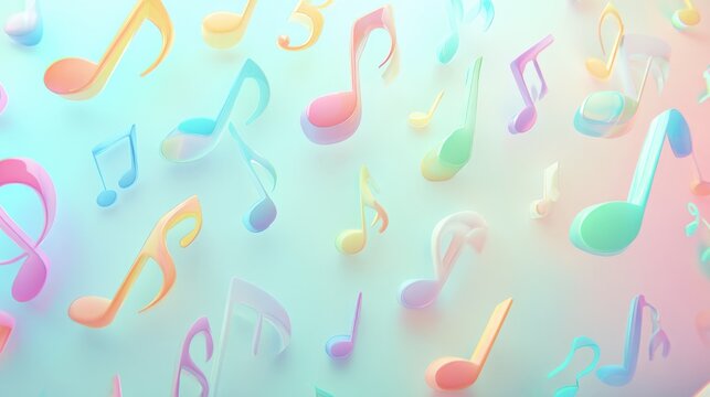 Vibrant Music Notes Isolated on Transparent Background