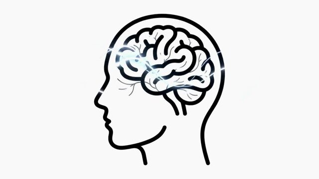 Human brain squiggle continuous one line art single drawing on white background minimalist neuroscience and healthcare digital content animation video
