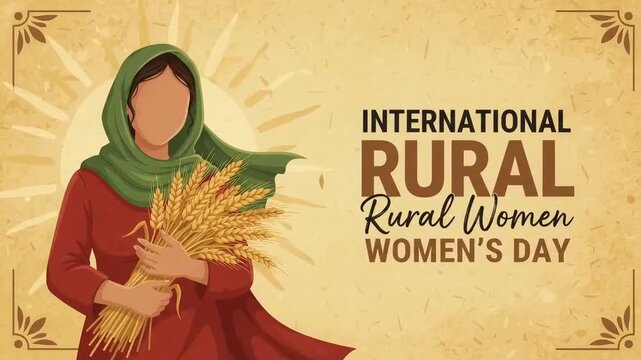 International Day of Rural Women Wheat Harvest Illustration