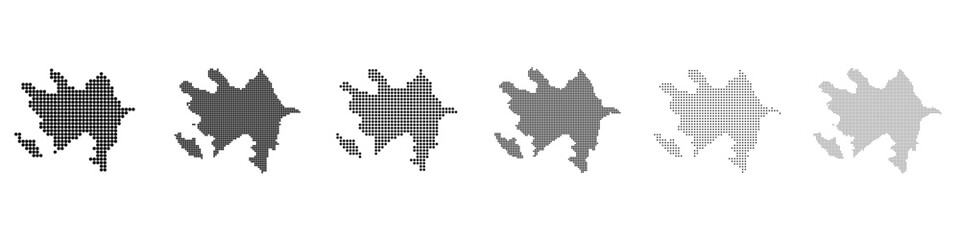 Obraz premium Dot mosaic Azerbaijan outline map set