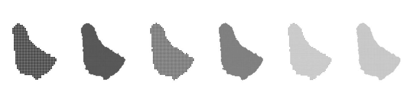Dot mosaic Barbados outline map set