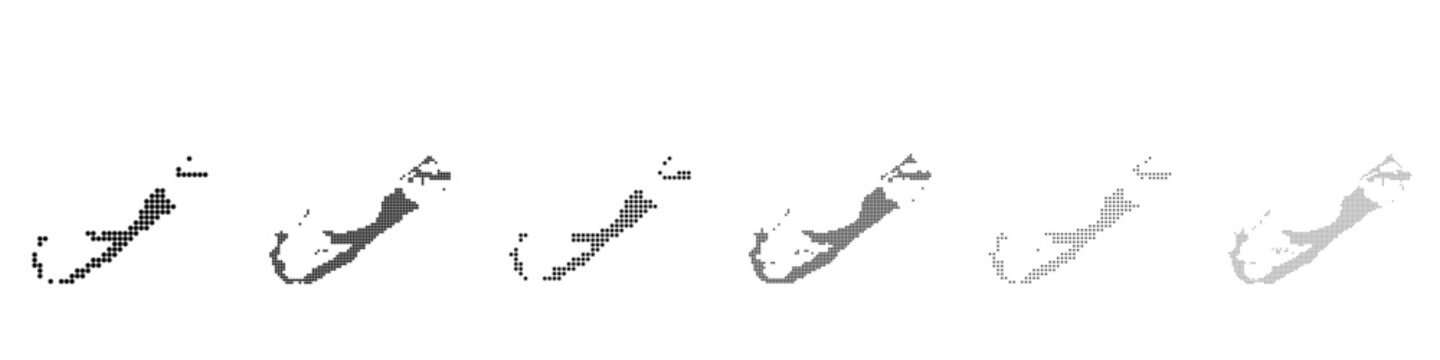 Dot mosaic Bermuda outline map set