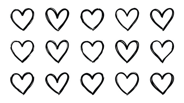 Hand Drawn Hearts Vector Set for Love and Valentine Designs