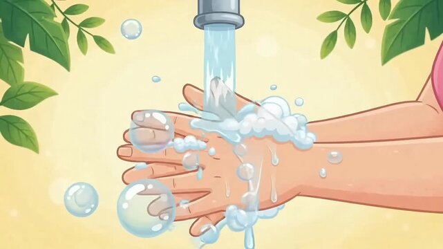 Global Handwashing Day Girl Washing Hands with Soap
