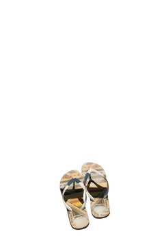 Flip flops with plaid pattern isolated on transparent background, front view