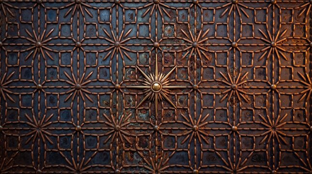 Ornate Antique Bronze Metal Pattern with Star Motif