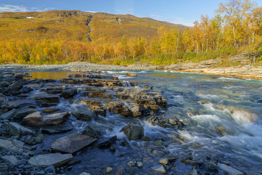 Abisko river in autumn season