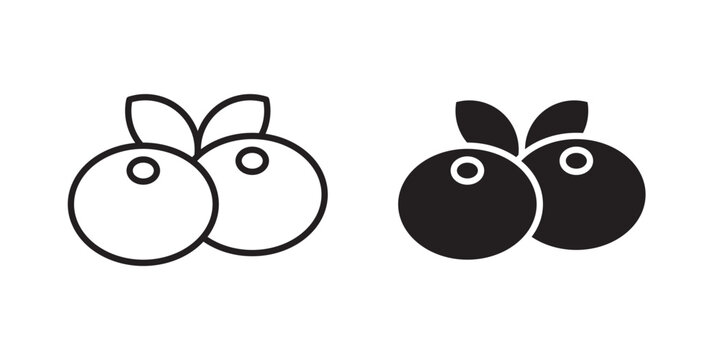 Blueberries icon flat outline in black