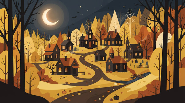 design with pumpkins and leaves on dark background.jpe