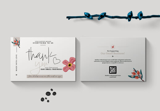 Elegant Floral Thank You Card Template for Small Business