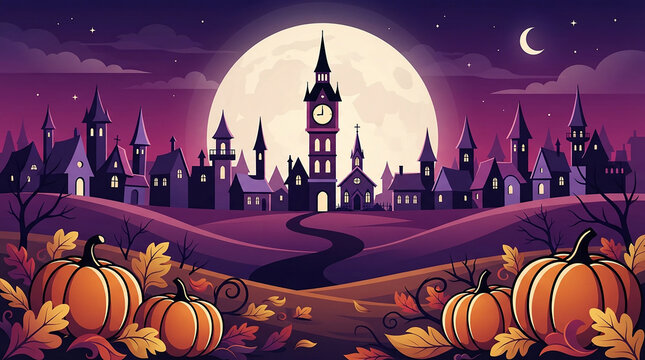 design with pumpkins and leaves on dark background.jpe