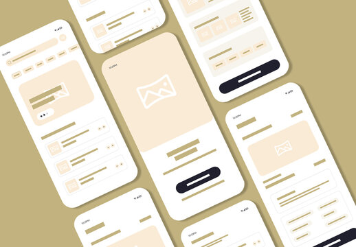 Minimal Mobile App UI Wireframe Template