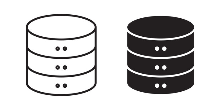 Database icon flat outline in black