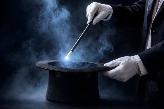 Magician Performing Magic Trick With Hat