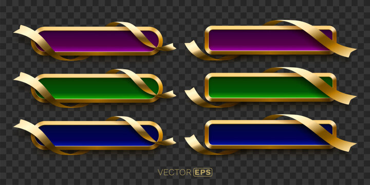 Elegant golden banners with vibrant inserts and luxurious ribbons. A versatile set for premium design.