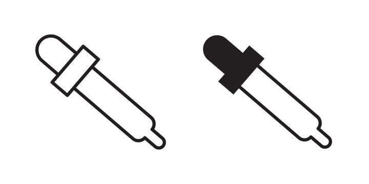Eye dropper icon flat outline in black