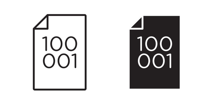 File Binary icon flat outline in black
