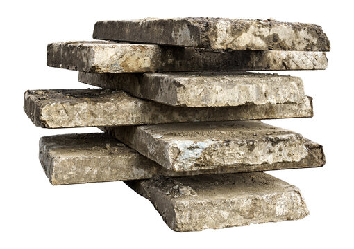 Stacked stone slabs are arranged on top of each other. Stones have weathered aged appearance.