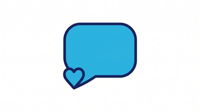 Blue speech bubble icon with heart shape attachment