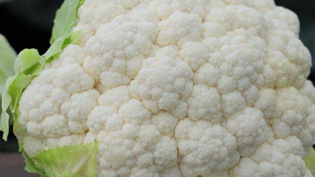 Close-up of premium quality fresh cauliflower curd
