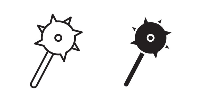 Mace icon flat outline in black