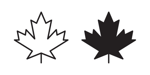 Plakat Maple Leaf icon flat outline in black