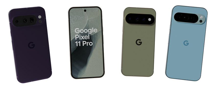 Google Pixel Smartphones isolated on white background