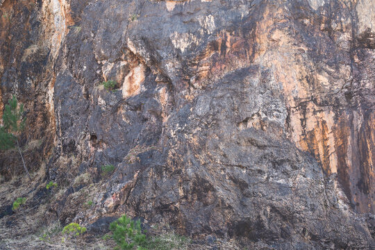 Rugged Rock Face with Natural Mineral Texture