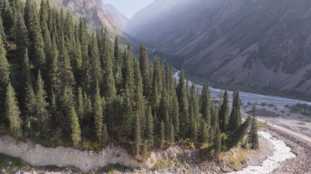 Aerial view of Ala Archa National Park, Kyrgyzstan.