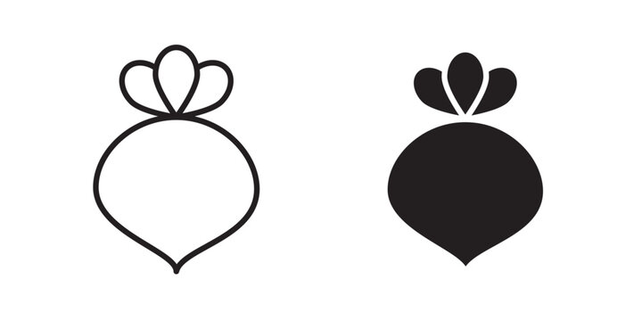 Radish icon flat outline in black
