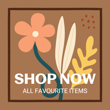 Modern Floral Shop Now Promotional Square Badge