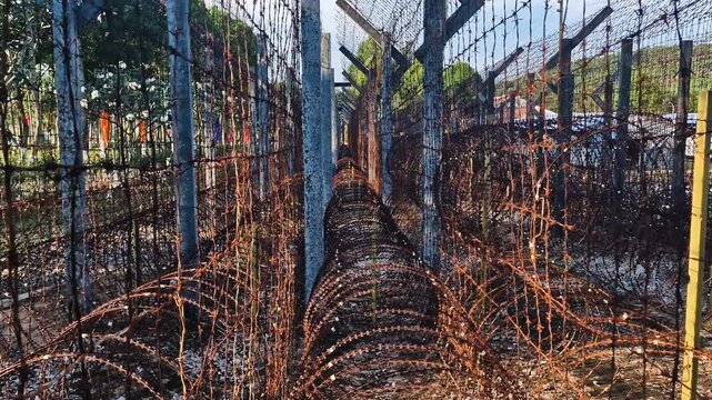 Phu Quoc Island Prison From Vietnam War Era, Now Museum. Rows of Barb Wire